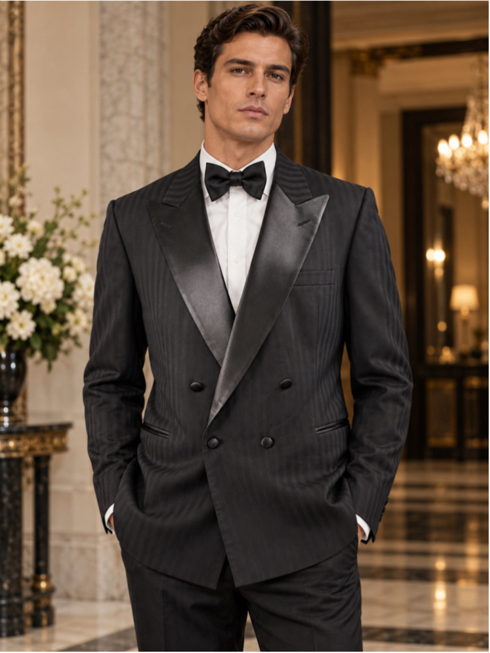 Christian Dior Monsieur Tuxedo Jacket Men 44R DB Peak Lapel Old Money Black
